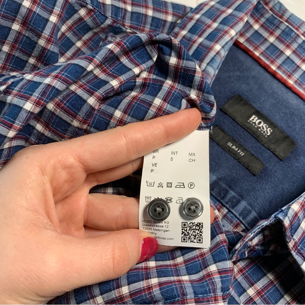 Hugo Boss checkered cotton button- down - Picture 5 of 7